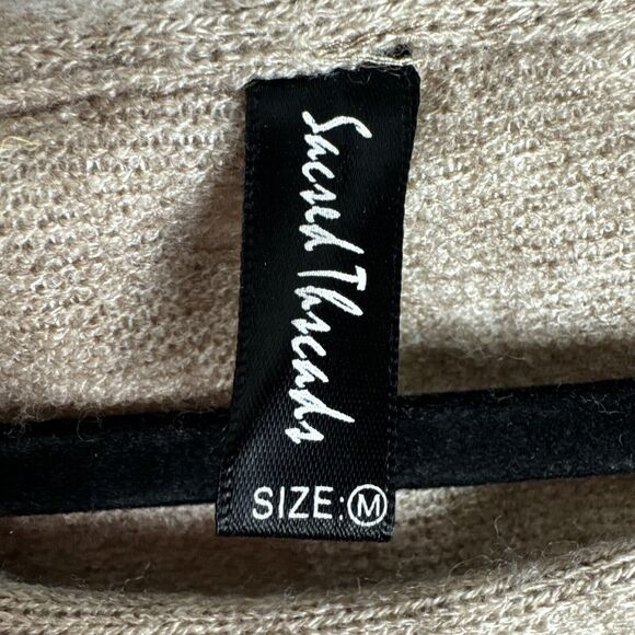 Scared Threads Tunic Sweater Sz M Crochet Boho Cottage Core Lagenlook Artsy - Picture 10 of 10